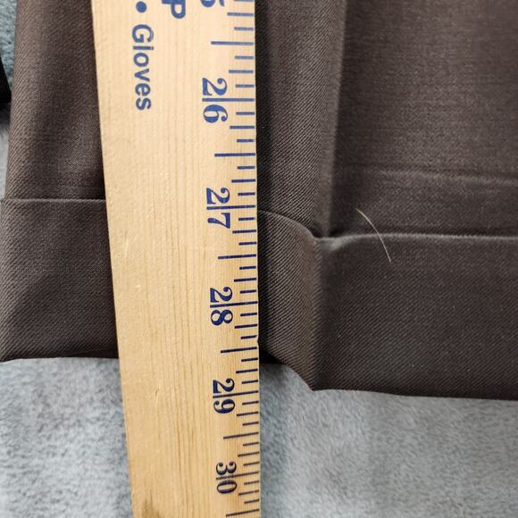 Mens 34x28 Brown Pleated Silky Cuffed Dress Pants Relaxed Straight Career Office - Picture 9 of 9